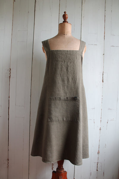 100% Linen Apron - Khaki