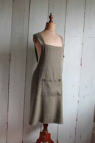 100% Linen Apron - Khaki