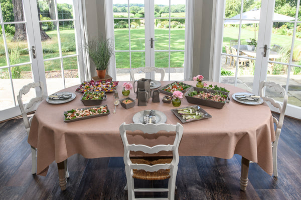 Coated linen tablecloth - Kahki