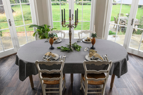 Coated Linen Tablecloth - Slate